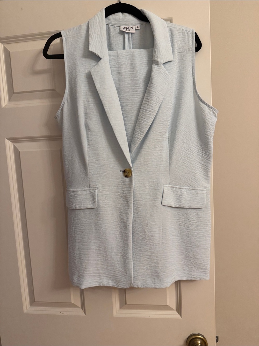 Wren Sleeveless Light Blue Blazer Vest with Matching Pants